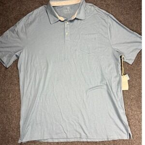 Free Fly Mens 3XL Polo Shirt Light Blue Short Sleeve Pocket Casual Comfort NWT